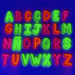 Alfabeto letras mayúsculas rellenables fluorescentes 5 cm (28) - Sumando Momentos