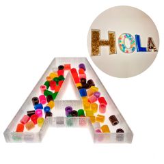 Alfabeto letras mayúsculas rellenables translúcidas 7 cm (27) - Sumando Momentos