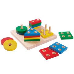 Apilable de madera con 4 formas geométricas - PlanToys
