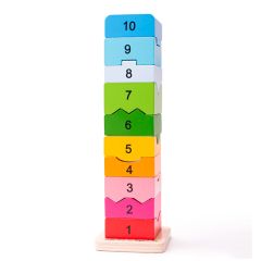 Apilable de madera torre de números - Bigjigs