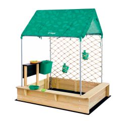 Arenero de madera con cabaña y accesorios - Hape