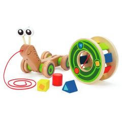 Arrastre de madera caracol con rueda - Hape