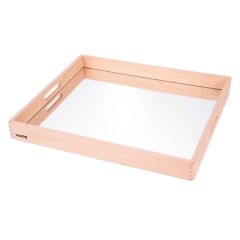 Bandeja de madera con espejo para explorar y asas 50 cm - Tickit