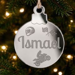 Bola para árbol de Navidad personalizada grabada - Motorista