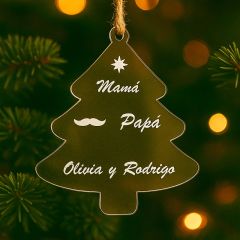 Bola para árbol de Navidad personalizada grabada - Familia Árbol