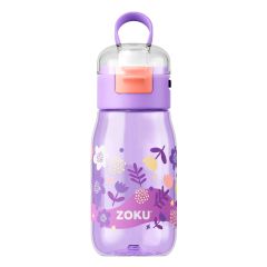 Botella Flip Gulp tritán (sin BPA) púrpura flores 475 ml - Zoku
