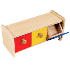 Caja de madera con 3 cajones inclinables - Montessori