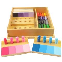 Caja de madera con tablas y fichas - Montessori