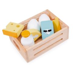 Caja con 7 lácteos y huevos de madera - Mentari