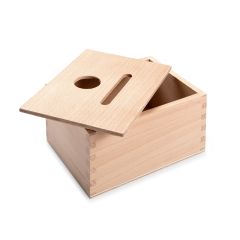 Caja de permanencia de madera con ranura y orificio - Grapat