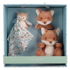 Caja regalo doudou, mordedor y peluche Amigos del Bosque - Little Dutch
