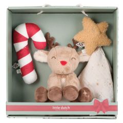 Caja regalo doudou, sonajero y peluche Navidad - Little Dutch