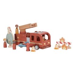 Camión de bomberos con muñecos y accesorios de madera - Little Dutch