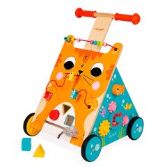 Carrito andador de madera con actividades Gato - Janod