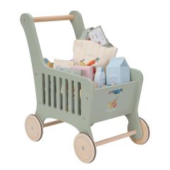 Carrito de la compra de madera con alimentos - Little Dutch