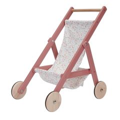 Carrito silleta para muñecas rosa de madera - Little Dutch
