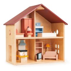Casa de muñecas de madera con muebles Poppets - Mentari