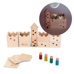 Castillo de madera con ventanas translúcidas 19 piezas - Andreu Toys