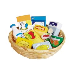 Cesta con 10 alimentos y productos de limpieza - Goki