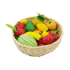 Cesta con 23 frutas de madera - Goki