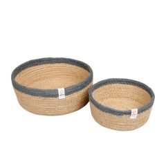 Cestas de yute para almacenar y clasificar con filo gris (2) - ReSpiin