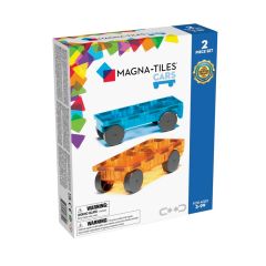 Construcción magnética 2 coches azul y naranja - Magna-Tiles