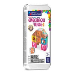 Construcción magnética 24 piezas MicroMags Travel Gingerbread House en caja metálica - Magna-Tiles