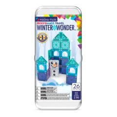 Construcción magnética 26 piezas MicroMags Travel Winter Wonder en caja metálica - Magna-Tiles