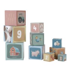 Cubos apilables con números Pequeña Granja (10) - Little Dutch