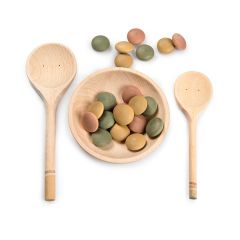 Cuenco, cucharas y piedras de madera Yummy - Grapat