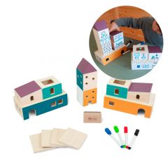 Edificios de madera con paredes de pizarra 18 piezas - Andreu Toys
