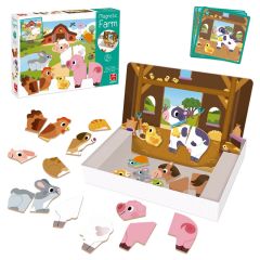 Escenario magnético con 12 animales de la granja de madera - Goula