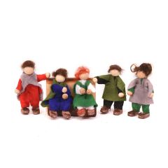 Muñecos flexibles de fieltro y madera familia (5) - Magic Wood