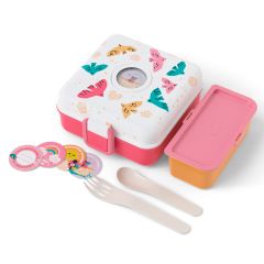 Fiambrera doble compacta polipropileno rosa pájaros (sin BPA) 850 ml - Monbento