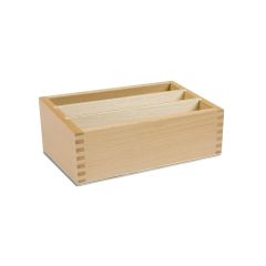 Caja de madera estrecha para tarjetas de hojas y geométricas - Montessori