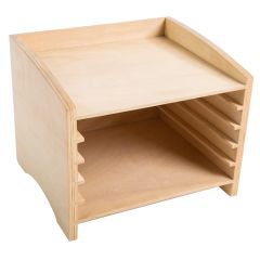 Gabinete de madera vacío para 5 puzles animales - Montessori