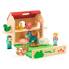 Granja de madera y fieltro portátil con animales Softi Farm - Djeco