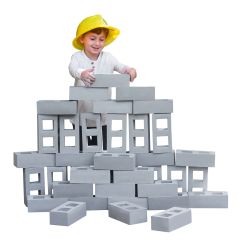 Ladrillos de construcción grandes de goma grises (40) - Playlearn
