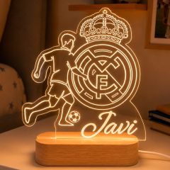 Lámpara personalizada Real Madrid nombre - Metacrilato y madera