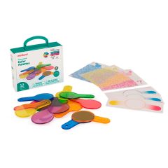 Set de 12 paletas redondas de colores translúcidos y tarjetas de actividades - Miniland
