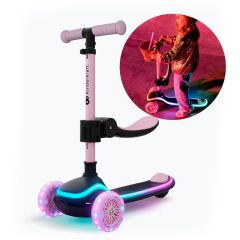 Patinete evolutivo 2 en 1 Raket Up rosa con luces - Kinderkraft