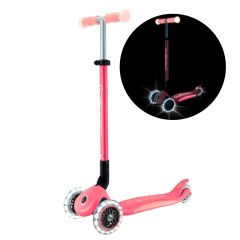 Patinete plegable Elite Glow con luces rosa coral - Globber