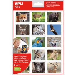 Pegatinas reutilizables Gomets Animales del bosque en su hábitat (30) - Apli