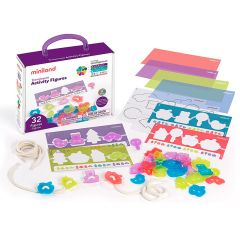 Set de 32 piezas de colores translúcidos para coser y enhebrar con actividades - Miniland