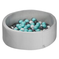 Piscina redonda Misti 90 x 30 cm con 100 bolas azules, grises y blancas - MS