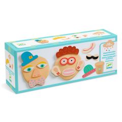 Plastilina y piezas de madera para formar caras - Djeco