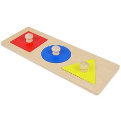 Puzle de madera 3 formas geométricas y colores - Montessori