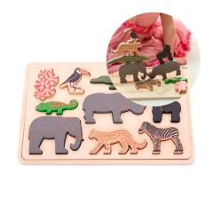 Puzle de madera Animales apilables Safari (10) - TickiT