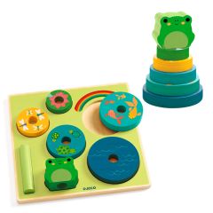 Puzle de madera encajable y apilable rana - Djeco