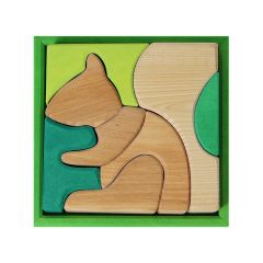 Puzle de madera y set de construcción Ardilla verde - Grimm's